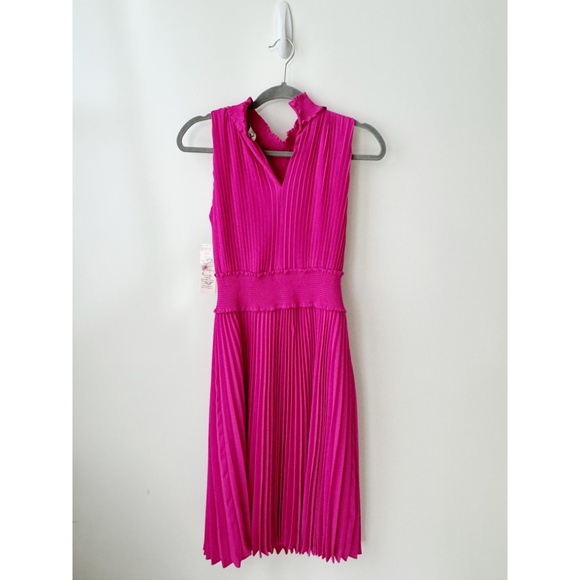 NANETTE LEPORE Christa A-Line Pleated Midi Dress Pink 8 NWT - Picture 6 of 9